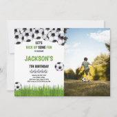 Green Ball Soccer Birthday Invitations w foto Kaart (Voorkant)