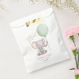 Green Balloon Elephant Baby shower Dank u Bedankzakje