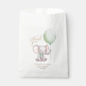 Green Balloon Elephant Baby shower Dank u Bedankzakje (Voorkant)