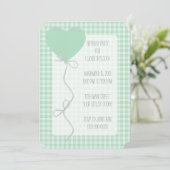 Green Balloon en Gingham Birthday Kaart (Staand voorkant)
