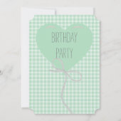 Green Balloon en Gingham Birthday Kaart (Achterkant)