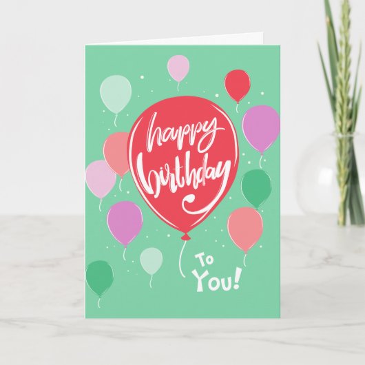 Green Balloons Birthday Card Kaart (Voorkant)