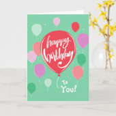 Green Balloons Birthday Card Kaart (Gele Bloem)