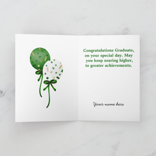 Green Balloons Custom Afstuderen Kaart (Binnen)