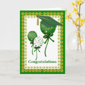 Green Balloons Custom Afstuderen Kaart (Gele Bloem)