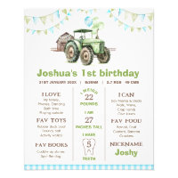 Green Balloons Tractor Verjaardag Mijlpaal Poster