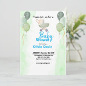 Green Baloon Baby shower Invitation Kaart (Staand voorkant)