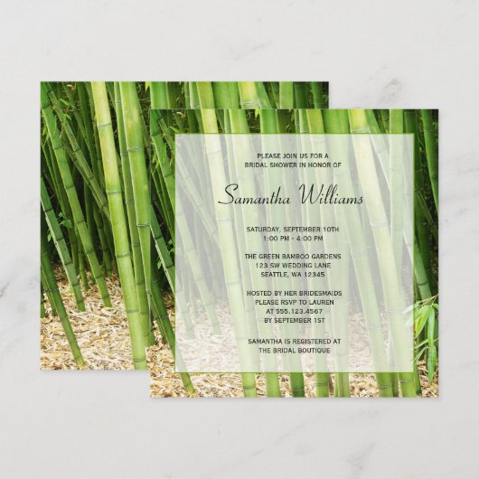 Green Bamboo Asian Vrijgezellenfeest Kaart (Voorkant / Achterkant)