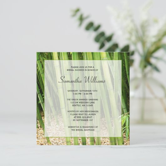Green Bamboo Asian Vrijgezellenfeest Kaart (Staand voorkant)