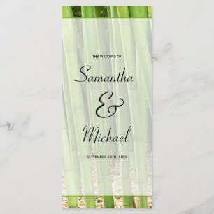 Green Bamboo Asian Wedding Programme Programmakaart