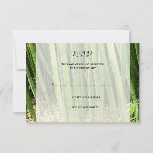 Green Bamboo Asian Wedding Response Card RSVP Kaartje (Voorkant)