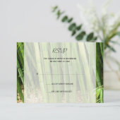 Green Bamboo Asian Wedding Response Card RSVP Kaartje (Staand voorkant)
