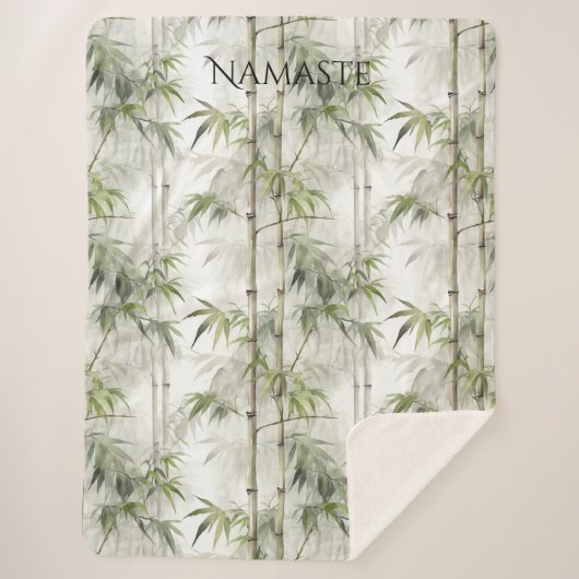 Green Bamboo Mindfulness Yoga Sherpa Deken (Voorkant)