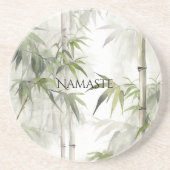 Green Bamboo Mindfulness Yoga Zandsteen Onderzetter (Voorkant)