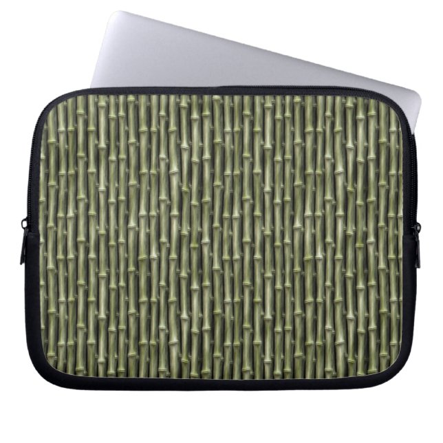 Green Bamboo Natuur Patroon Laptop Sleeve (Voorkant)