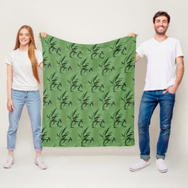Green Bamboo Pattern Fleece Blanket Deken