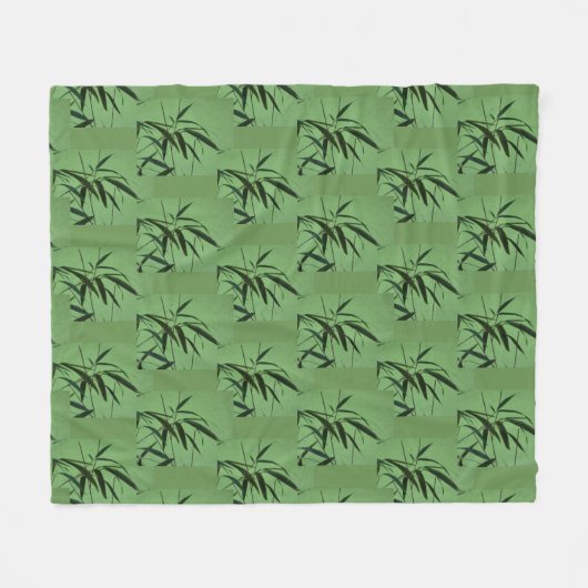Green Bamboo Pattern Fleece Blanket Deken (Voorkant (Horizontaal))
