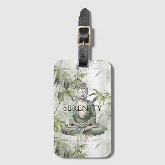 Green Bamboo Serenity Buddha Bagagelabel (Voorkant (verticaal))