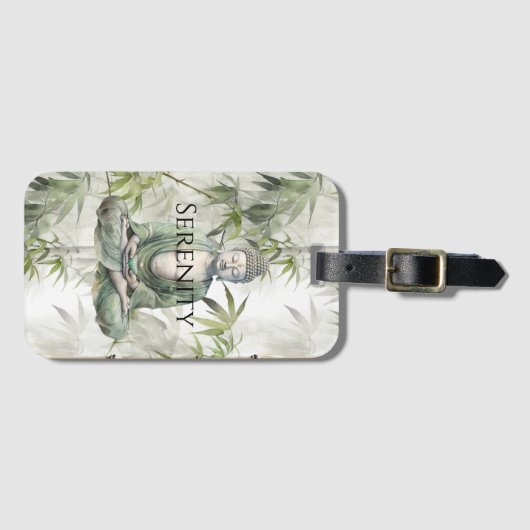 Green Bamboo Serenity Buddha Bagagelabel (Voorkant (horizontaal))