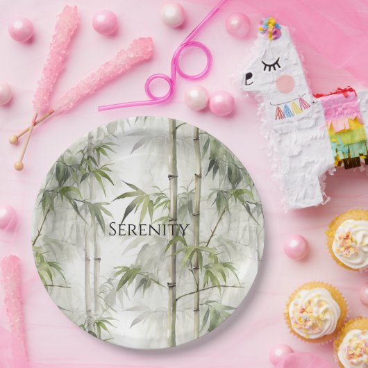 Green Bamboo Serenity Papieren Bordje (Feest)