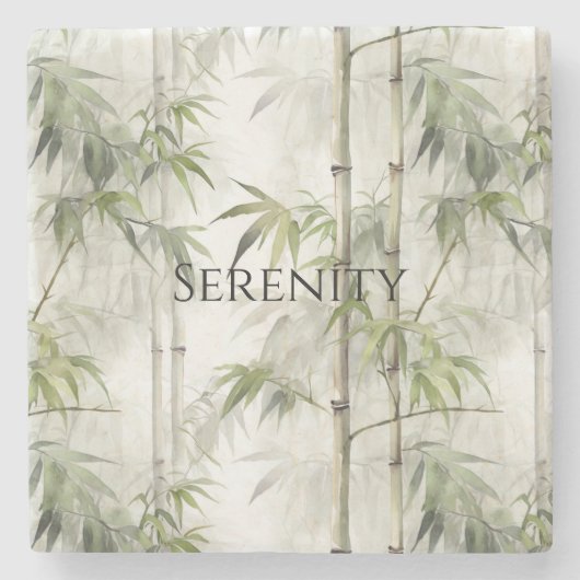 Green Bamboo Serenity Stenen Onderzetter (Voorkant)