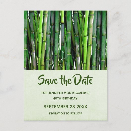 Green Bamboo Stalks Natuur Foto - Save the Date Uitnodiging Briefkaart (Voorkant)