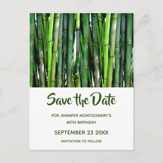 Green Bamboo Stalks Natuur Foto - Save the Date Uitnodiging Briefkaart (Voorkant)