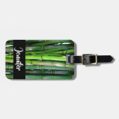 Green Bamboo Stalks Natuur Fotografie Bagagelabel (Voorkant horizontaal)