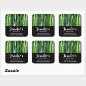 Green Bamboo Stalks Natuur Fotografie Business Vierkante Sticker (Vel)