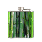 Green Bamboo Stalks Natuur Fotografie Heupfles (Achterkant)