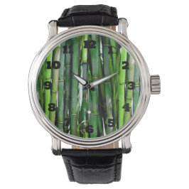 Green Bamboo Stalks Natuur Fotografie Horloge