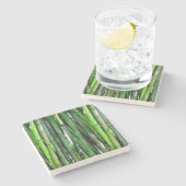 Green Bamboo Stalks Natuur Fotografie Stenen Onderzetter (Zijkant)