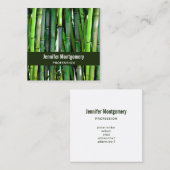 Green Bamboo Stalks Natuur Fotografie Vierkante Visitekaartje (Voorkant / Achterkant)