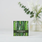 Green Bamboo Stalks Natuur Fotografie Vierkante Visitekaartje (Staand voorkant)