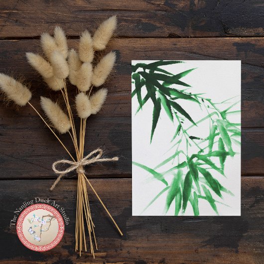 Green Bamboo Twig Briefkaart
