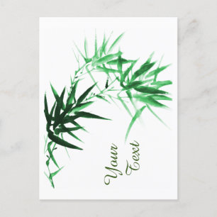 Green Bamboo Twig Feestdagenkaart