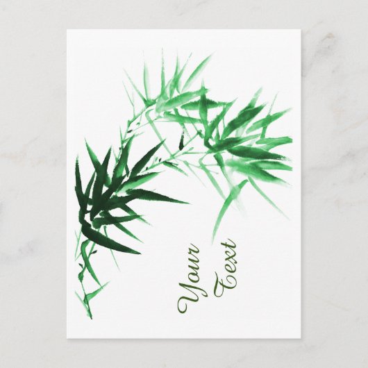 Green Bamboo Twig Feestdagenkaart (Voorkant)