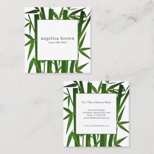 Green Bamboo Vierkante Visitekaartje (Voorkant / Achterkant)