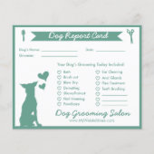 Green Banner Silhouette Dog Grooming Report Kaart (Voorkant)