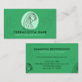 Green Barber Leaf Shade Vrouw Hair Visitekaartje (Voorkant / Achterkant)