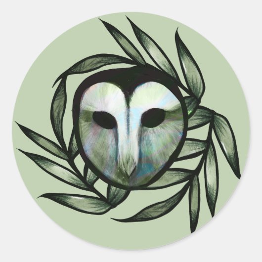 Green Barn Owl                                     Ronde Sticker (Voorkant)