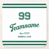 Green Baseball Club Custom Player Nummer & Team Kartonnen Onderzetters (Voorkant)
