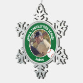 Green Baseball Player Photo High School Tin Sneeuwvlok Ornament (Rechts)