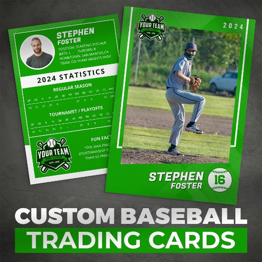 Green Baseball Trading Kaart Pro Baseball Player Contactkaartje