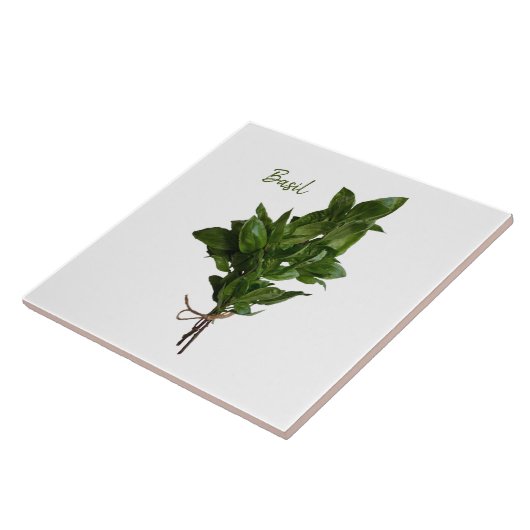 Green Basil Herb Ceramic Tile Tegeltje (Zijkant)
