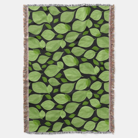 Green Basil Leaf Herb Pattern Deken (Voorkant Verticaal)