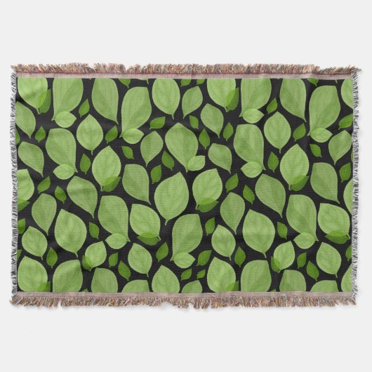Green Basil Leaf Herb Pattern Deken (Voorkant)