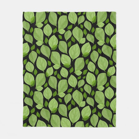 Green Basil Leaf Herb Pattern Fleece Deken (Voorkant)