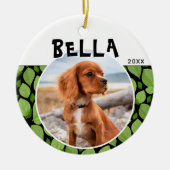 Green Basil Leaf Pattern Puppy Dog Foto Keramisch Ornament (Voorkant)