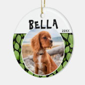 Green Basil Leaf Pattern Puppy Dog Foto Keramisch Ornament (Links)